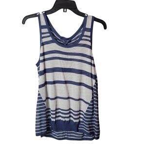 Peter Som NWT Blue Striped Sweater Tank Top Size Large Sleeveless Knit Pullover